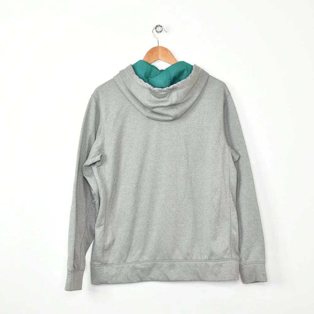 NIKE Hoodie Sweatshirt Pullover Mens M Therma Fit Gray Spell Out Fleece Athletic